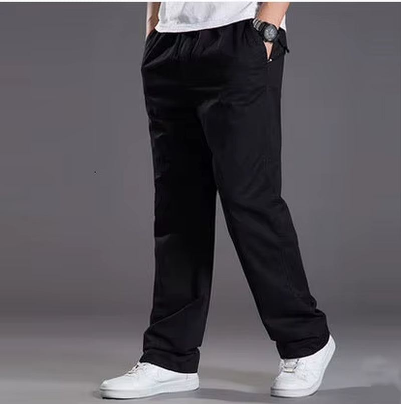 Mens Casual Cargo Cotton Pants Men Pocket Loose Straight Pants Elastic Work Trousers Brand Fit Joggers Male Super Large Size 6XL